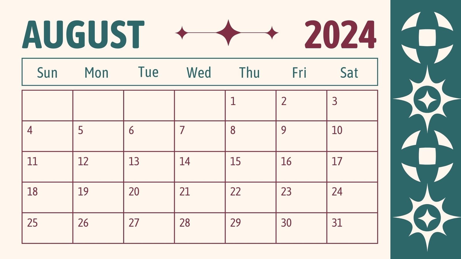 August 2024 Calendar