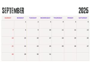 September 2025 Calendar