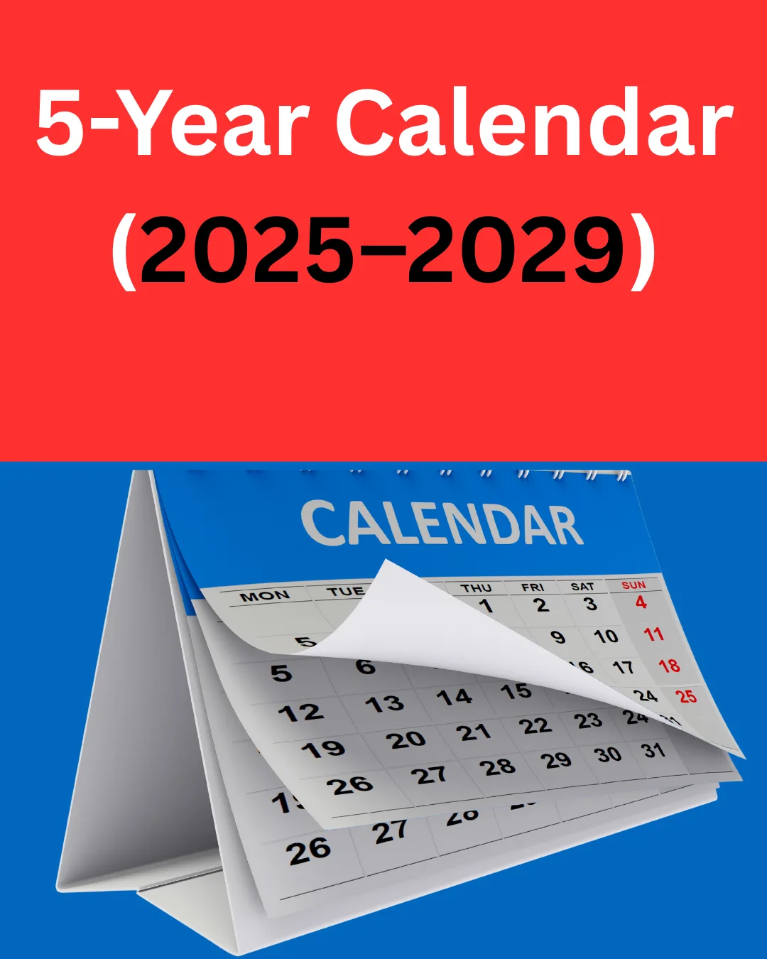 5 Year Calendar 2025–2029 ver 5 year calendar 2025 to 2029