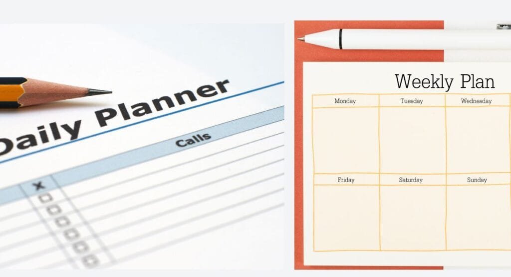daily planner vs weekly planner