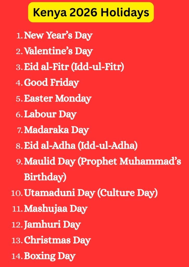 Holidays in Kenya 2026