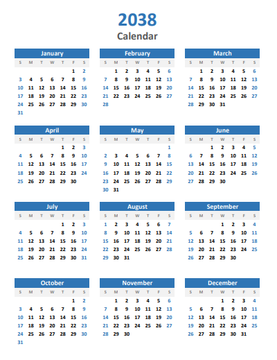 2038 Caalendar