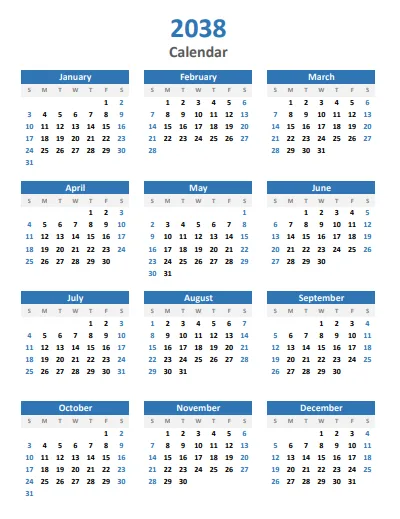 2038 Caalendar
