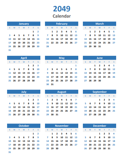 2049 calendar