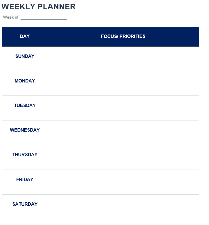 weekly planner Sunday start PNG image