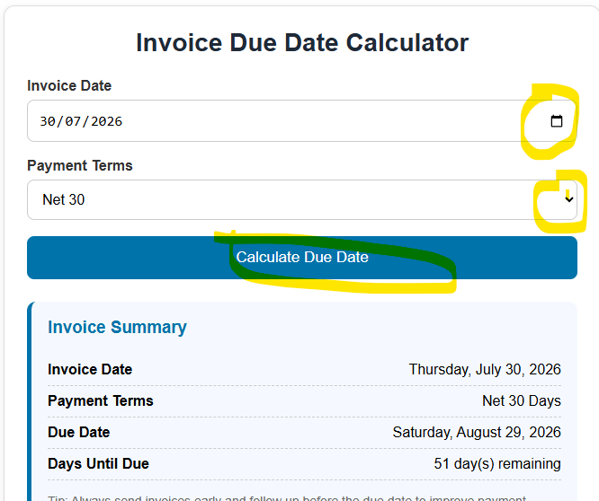 invoice due date calculator