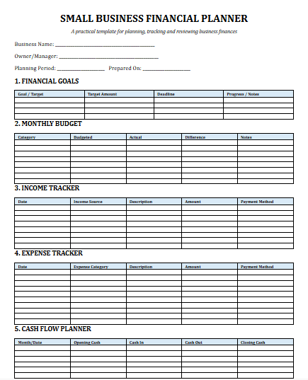 small business financial planner